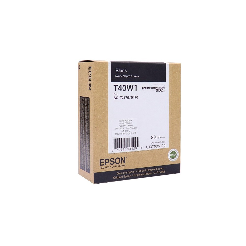 🖨️ Cartucho Epson T40W120 UltraChrome XD2 Negro 80ml