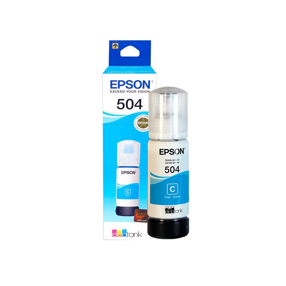 🖨️ Botella de Tinta Epson T504 Cyan 70ml Original