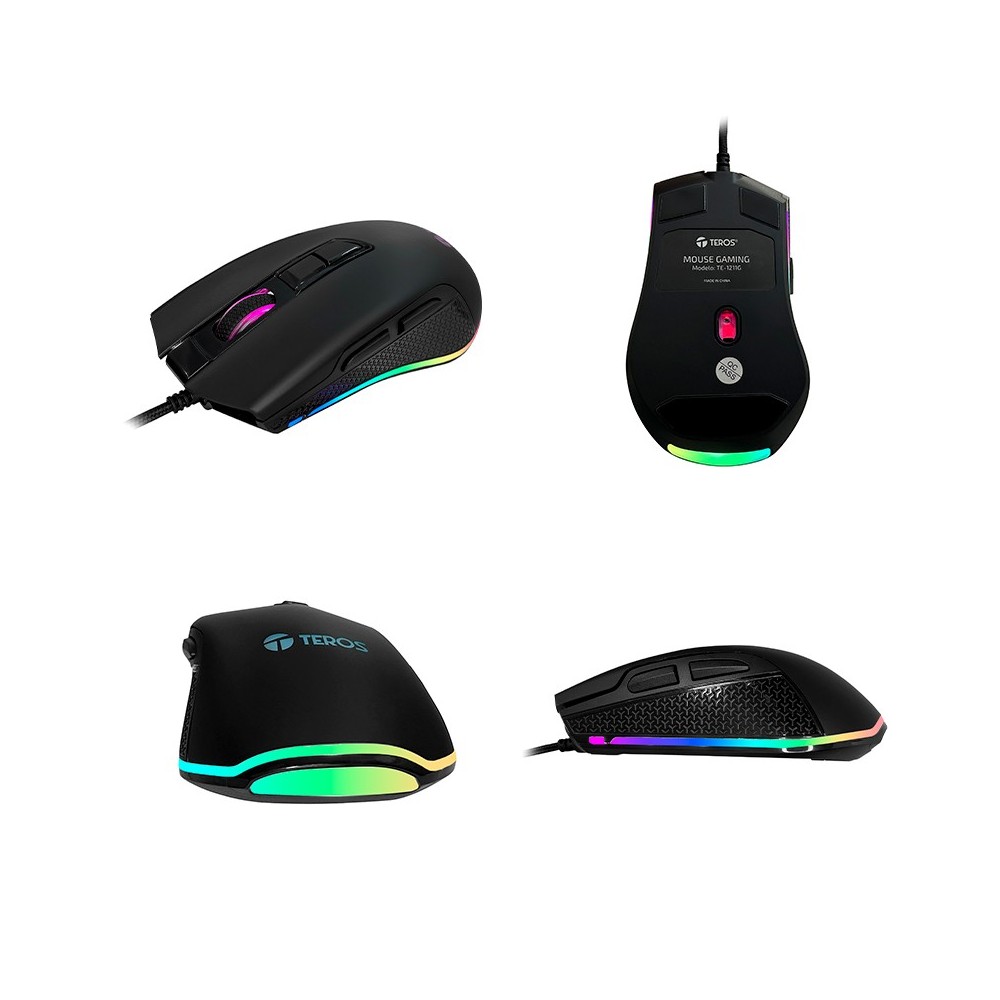 Mouse Gamer TEROS TE-1211G | 7 Botones | RGB | Negro Mouse Gamer TEROS TE-1211G | 7 Botones | RGB | Negro